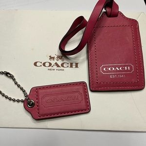 Coach luggage tag and hand tag pink leather perfect accent for purse add photo
